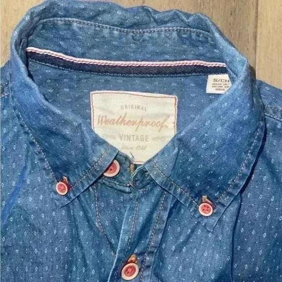 Original Wearherproof Vintage Denim Casual Button Down Shirt - Picture 2 of 4